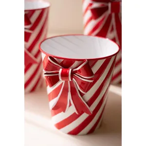 Set of 3 Painted Metal Striped Christmas Planters 2