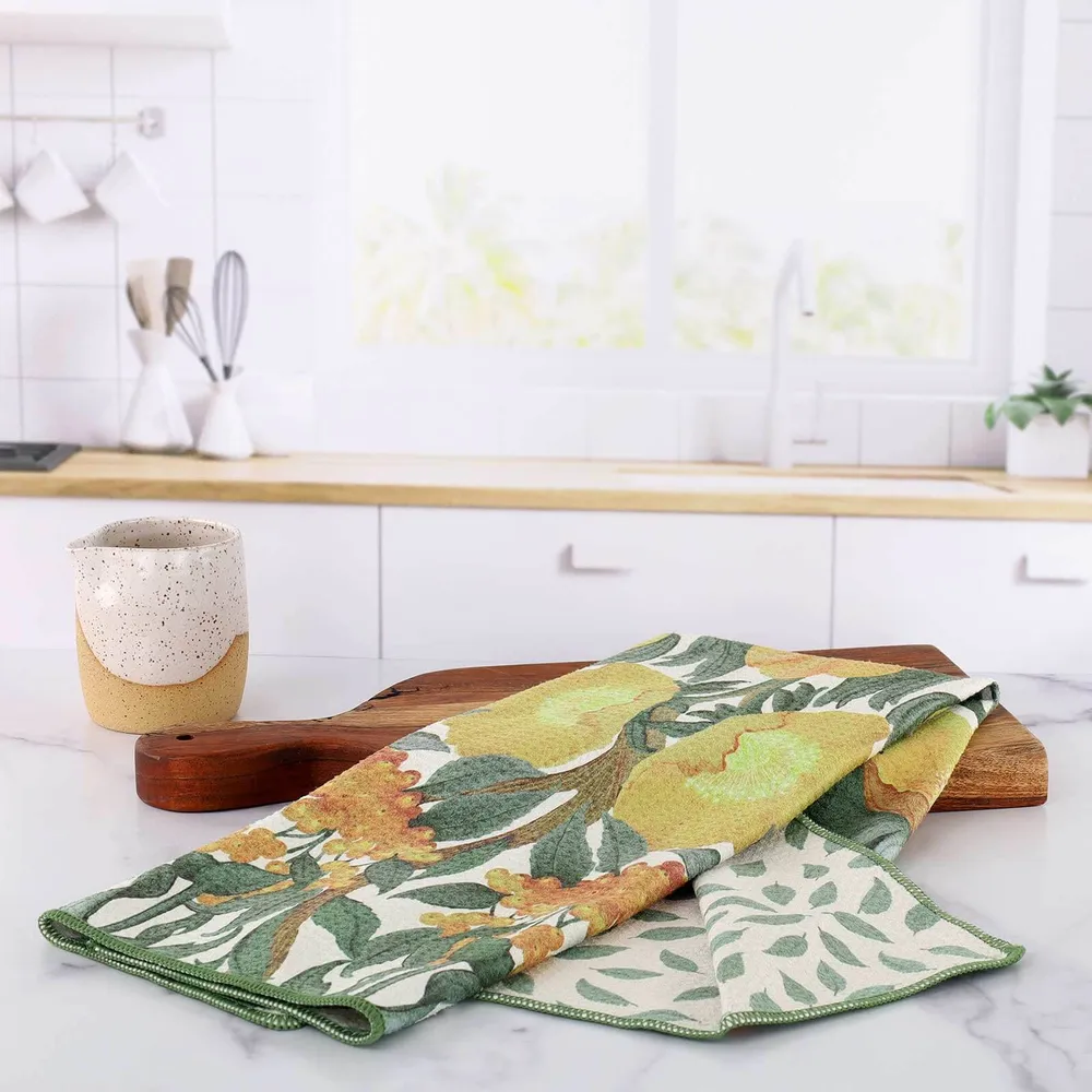 Icelandic Poppies Gold Eco Kitchen Tea Towel