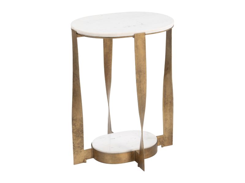 Orion Accent Table White & Brass 5