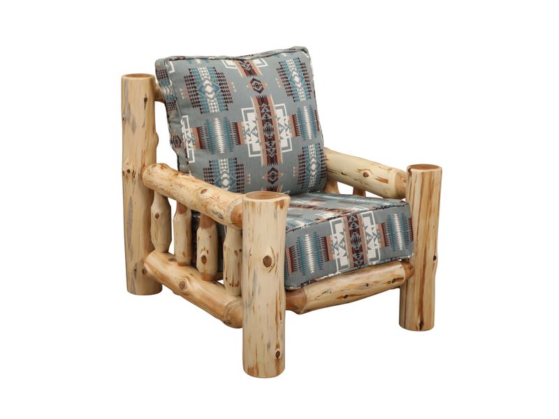 Cedar Log Lounge Chair - Natural - Standard Fabric - Seat:  Fabric TBD;   Backrest:  Fabric TBD 2
