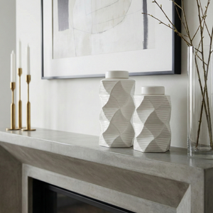 DUNCANPORT SET OF 2 WHITE JARS 13 (IN) 12