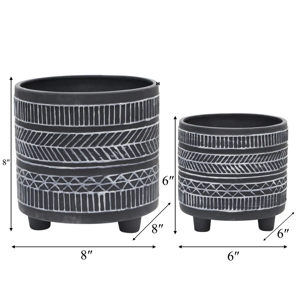 COHENGROVE SET OF 2 BLACK PLANTER 8 (IN)