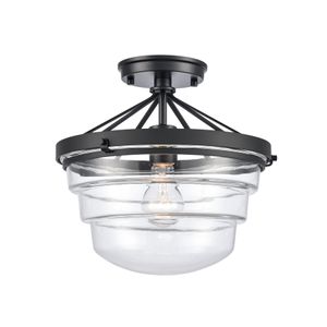 Boyer 12'' Wide 1-Light Semi Flush Mount - Matte Black 1