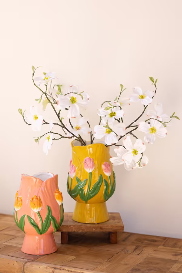 Set of 2 Ceramic Tulip Vases