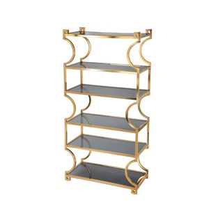 METAL/GLASS 65" 5-TIER SHELF UNIT, GOLD KD 1