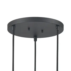 Dylan 12'' Wide 3-Light Chandelier - Matte Black with Nickel Sockets 3