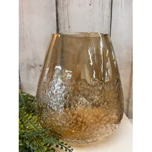 Large Sand Textured Amber vase 7.5x8in 1