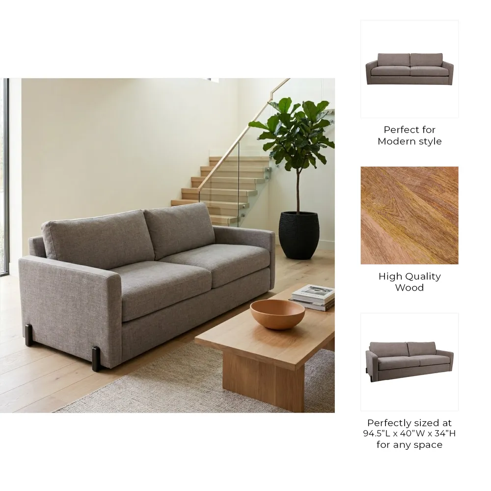 ERINWAY BROWN SOFA 95 (IN)