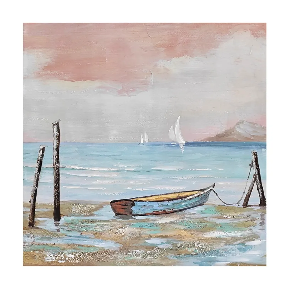 31-1/2" BOAT TIED TO POST CANVAS ART