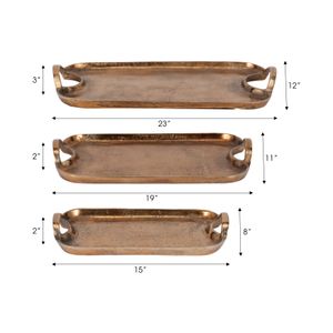 RAFEBURN SET OF 3 BRONZE TRAY 3 (IN) 9