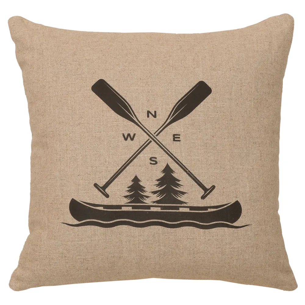 Image Pillow - Canoe Compass - Linen Natural