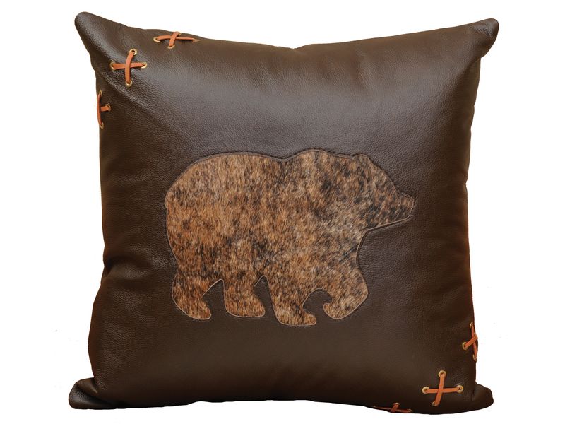 Mesa Espresso Leather Pillow - Leather Back thumbnail