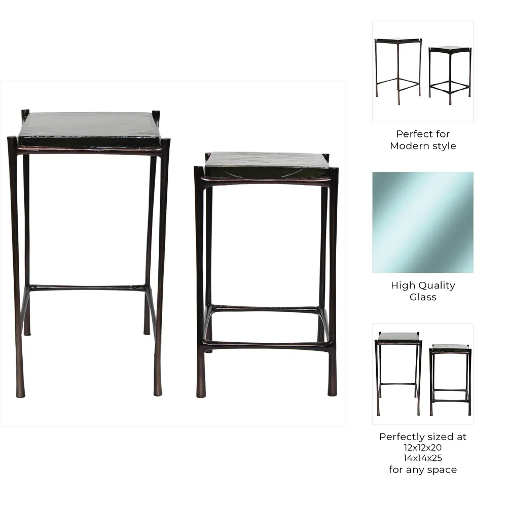 DRAKEROSE SET OF 2 BLACK TABLE 25 (IN)