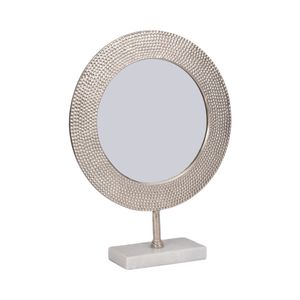 METAL 21" HAMMERED MIRROR ON STAND, SILVER 3