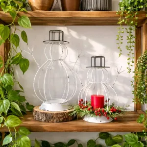 Snowman Lanterns Set Of 2 4