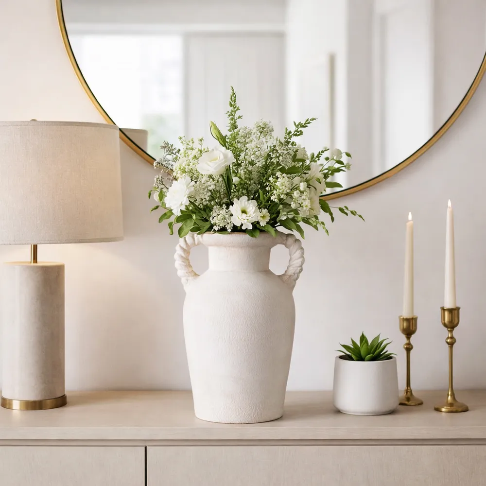 CLOVERWIND WHITE VASE 14 (IN)