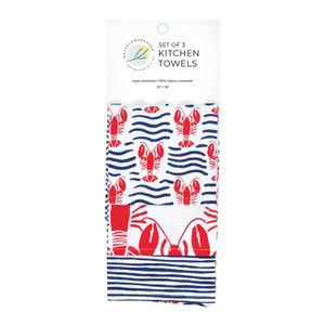 Lobster Waves Cotton Kitchen Towels (Set of 3) 9