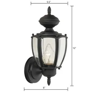 Park Avenue 12'' High 1-Light Outdoor Sconce - Black 2