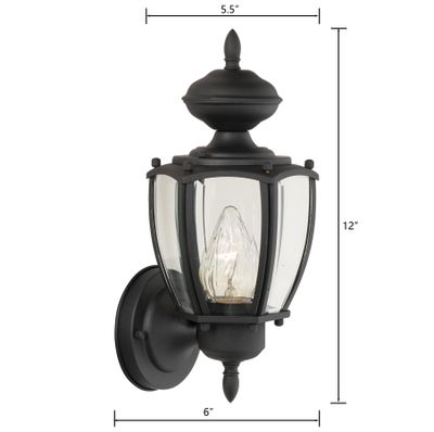 Park Avenue 12'' High 1-Light Outdoor Sconce - Black