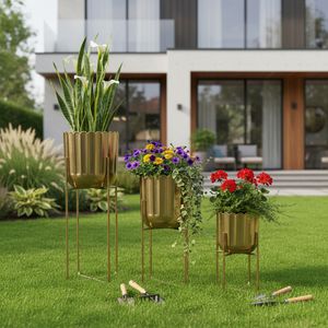 ANSELBEACH SET OF 3 GOLD PLANTER 27 (IN) 2