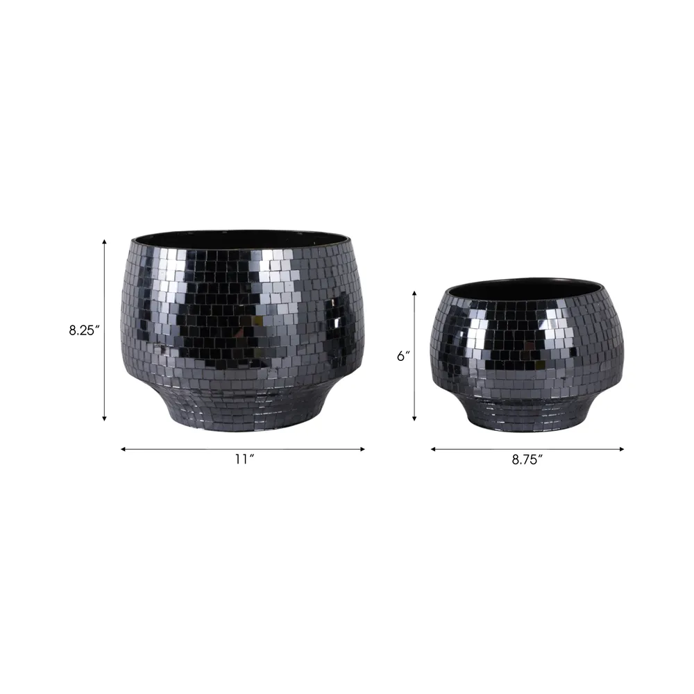 ANTONSHAW SET OF 2 BLACK PLANTER 8 (IN)