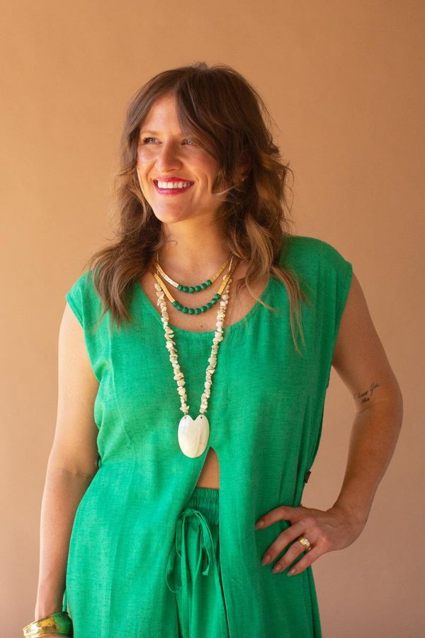 Sleeveless Split-Front Tunic / Kale