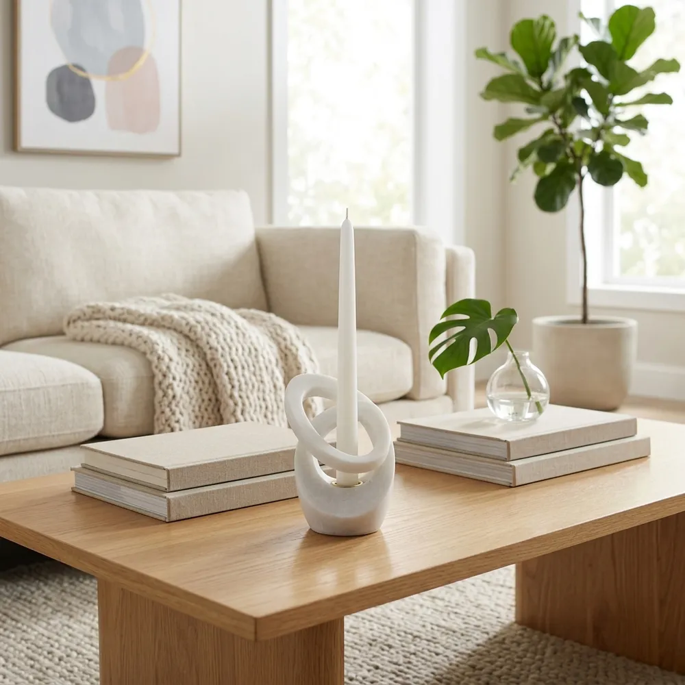 FIONAROSE WHITE CANDLE HOLDER 6 (IN)