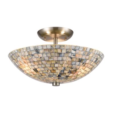 Capri 16″ Wide 3-Light Semi Flush Mount - Satin Nickel