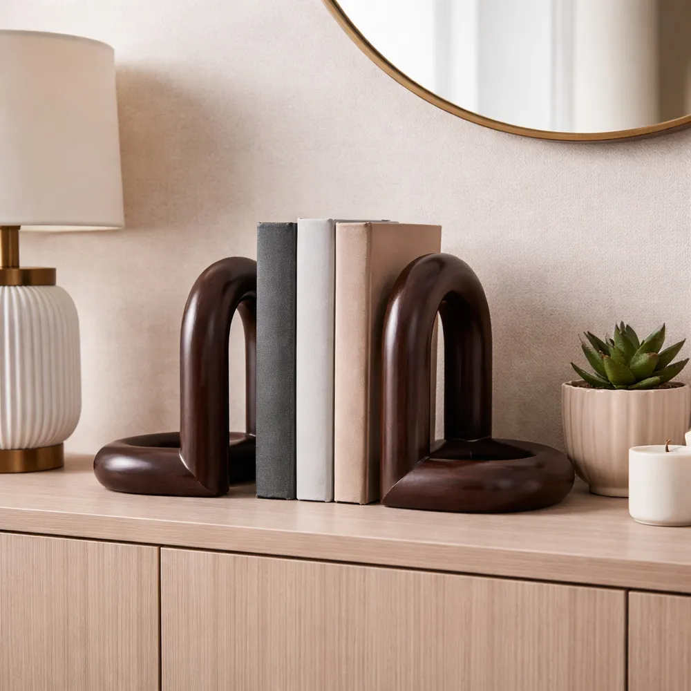 TRUEPORT SET OF 2 BROWN BOOKENDS 8 (IN)