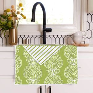 Hydrangea Green Eco Kitchen Tea Towel 3