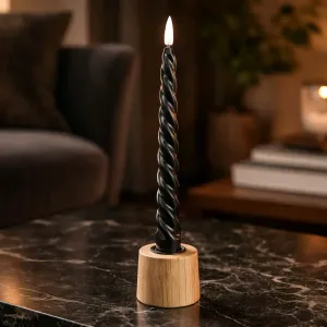 Black Spiral Taper 3D Flame 10in Set of 2 1