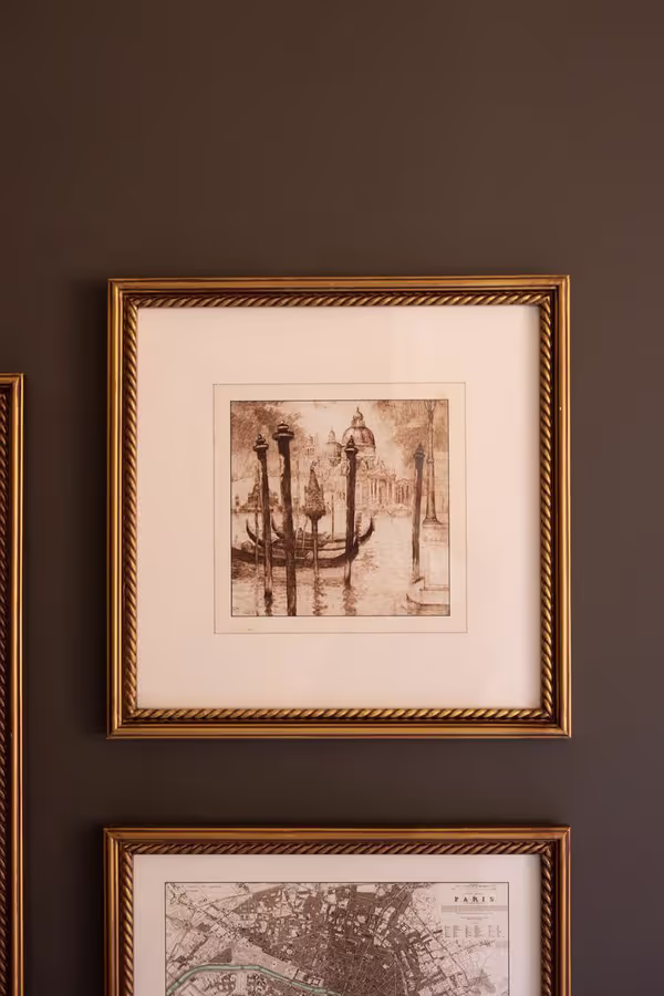 Set of 5 Mixed Framed European Gallery Wall Prints under Glass