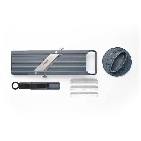 GLOBAL Vegetable Slicer, Regular, w/Plastic Blade Case (3 serration blades)