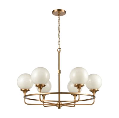 Beverly Hills 30″ Wide 6-Light Chandelier - Satin Brass