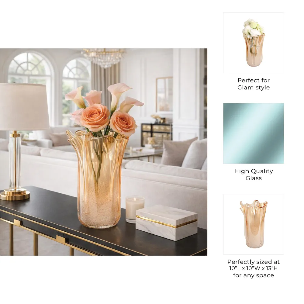 DAXTONROSE TAN GLASS VASE 13 (IN)