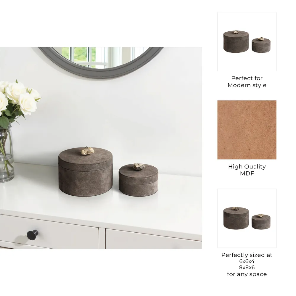GRAYSONHAVEN SET OF 2 GRAY BOXES 5 (IN)