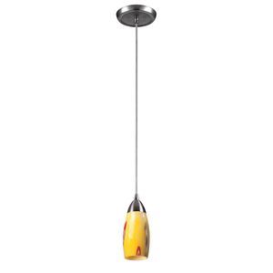 Milan 3'' Wide 1-Light Mini Pendant - Satin Nickel with Yellow Blaze Glass 1