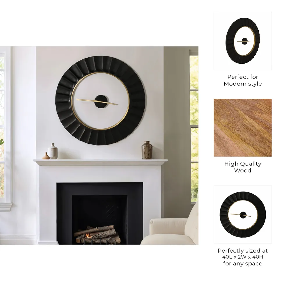 TROYWELL BLACK WALL CLOCK 40 (IN)