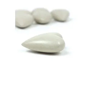 Set of 6 White Hand-Carved Stone Hearts 2