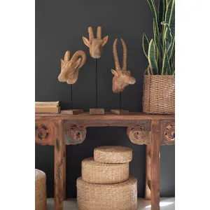 Set of 3 Carved Mango Wood African Animal Heads 4