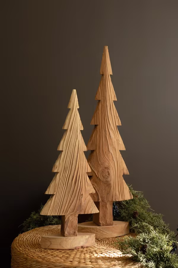Set of 2 Fir Wood Christmas Trees