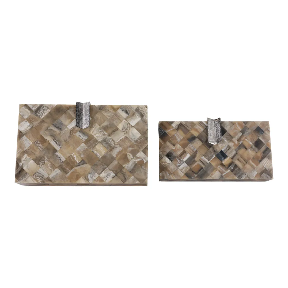 ROSESTONE SET OF 2 BROWN BOXES 3 (IN)