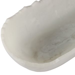 23X9" RAW EDGE MARBLED RESIN BOWL, WHITE 7