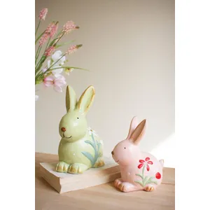 Set of 2 Colorful Faux Concrete Bunnies 5