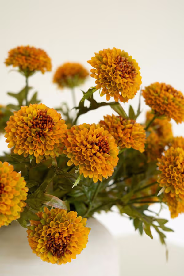 Bundle of 7 Artificial Mustard Ball Dahlias