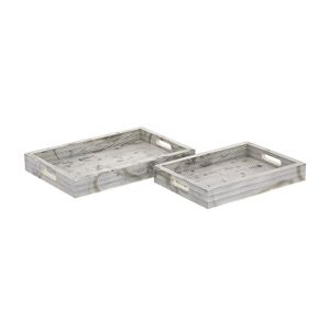 Eaton Etched Tray - Set of 2 White 1