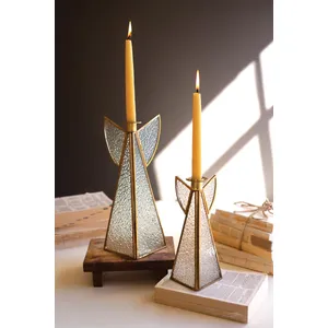 Set of 2 Glass Angel Candleholders 1