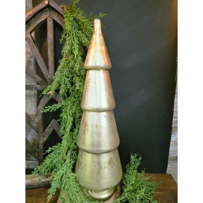 Small Antique Gold Layered Glass Tree 17.5x5x5in