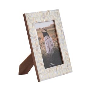 5X7 MOTHER OF PEARL INLAY VINE PHOTO FRAME, IVORY 3