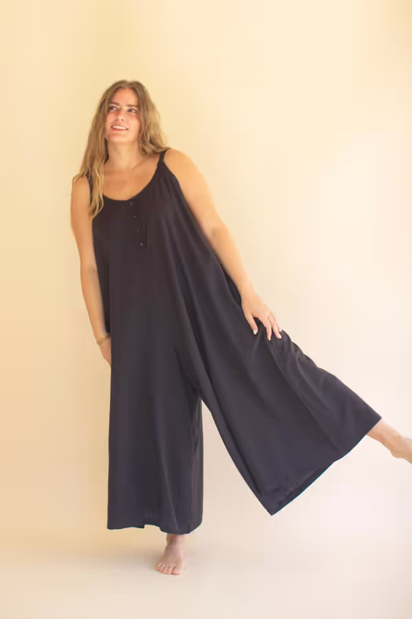 Adjustable Strap Flowy Jumper with Button Detail